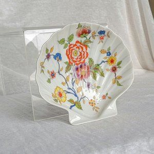 Vintage Limoges France Porcelain Shell-Shape Trinket Jewelry Dish Floral Pattern